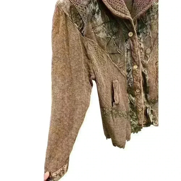 Vintage Holuc Venezia Women's Blazer Jacket 100% Cotton Floral Design Multicolor - Picture 6 of 8